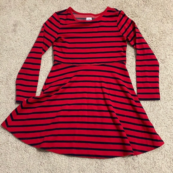 Gap, red and navy striped dress, size S (6-7) kids
